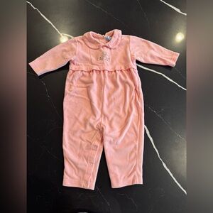 Vintage Pink Baby Onesie with Embroidered Design